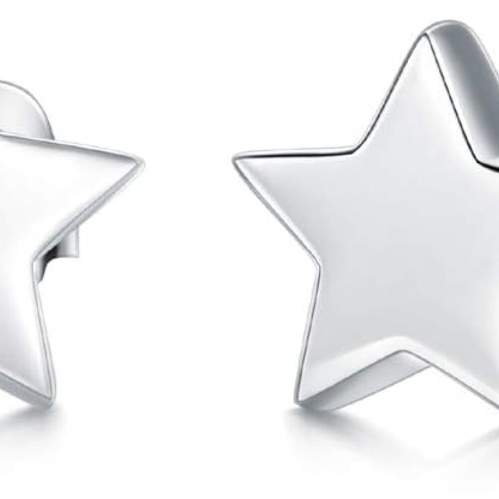 925 Sterling Silver Stud Earrings, Crescent Moon, Star, Sun High Polish Tarnish